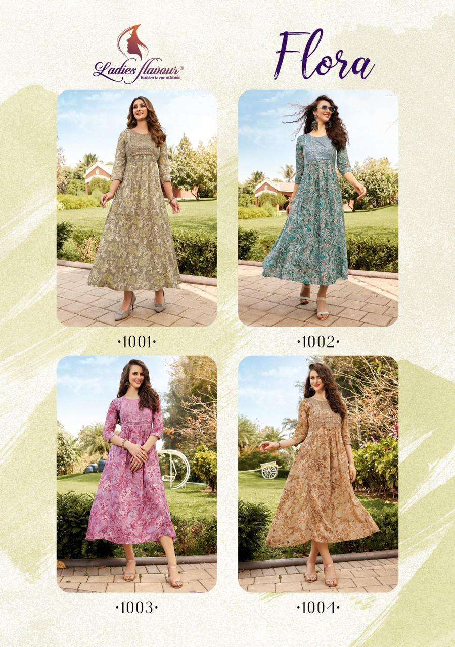 LADIES FLAVOUR FLORA COTTON EMBRODERY WORK KURTI WHOLESALE IN SURAT MARKET