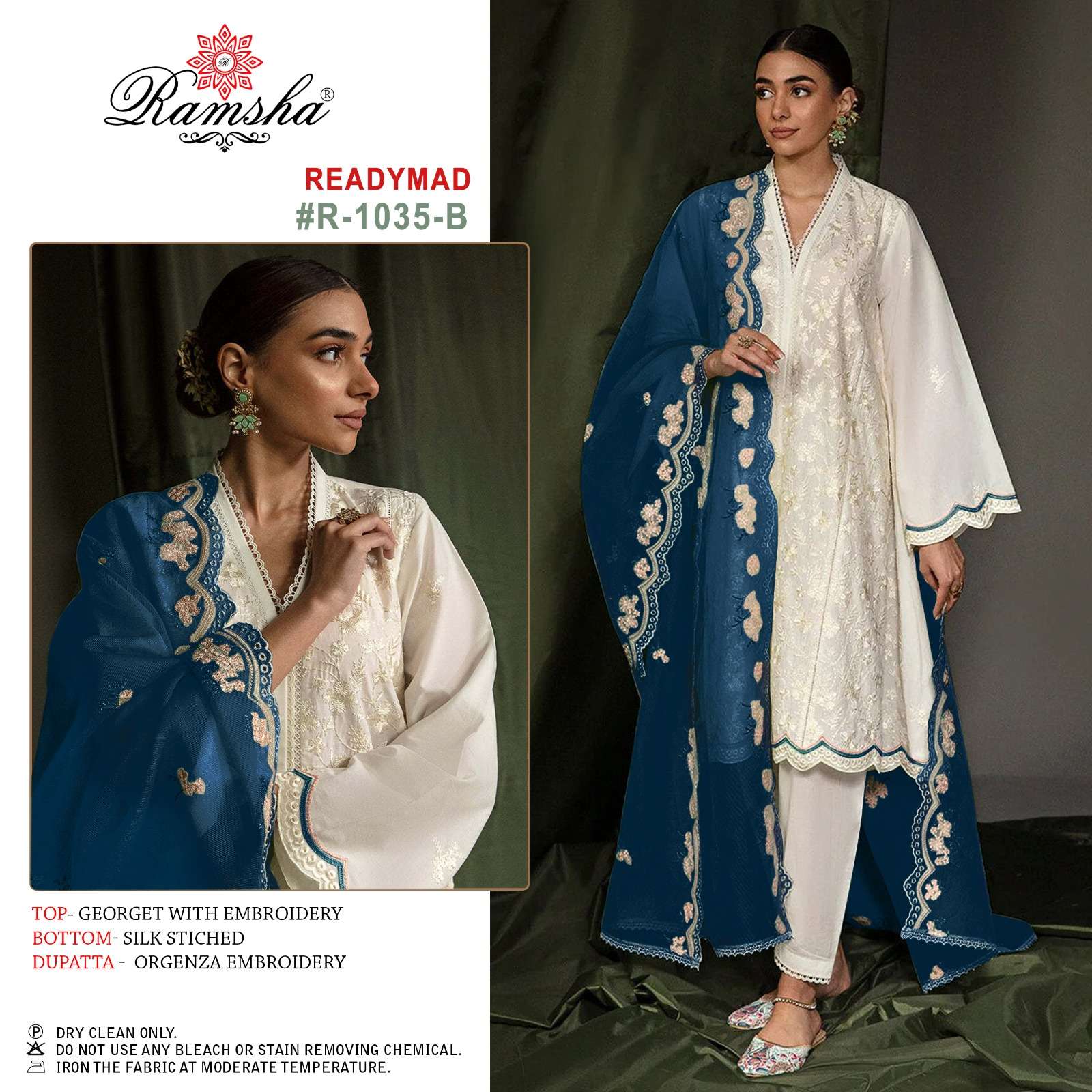 RAMSHA R-1066 NX SOFT SILK EMBROIDERY PAKISTANI SUITS CATALOGUE 