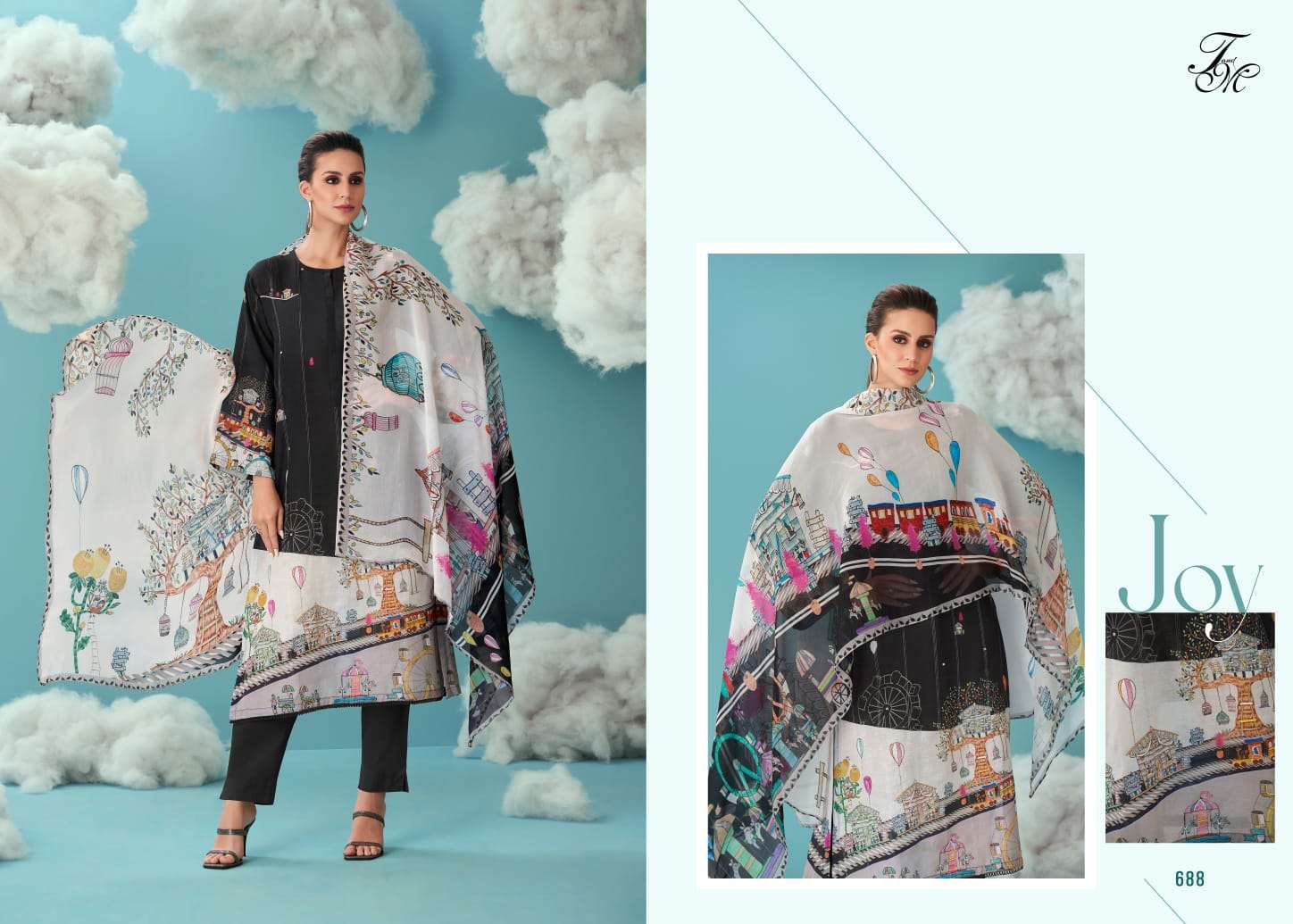 T & M SAHIBA BRAND PRESENTS JOY PURE LINEN PATTERN DIGITAL PRINT WITH HANDWORK SUIT 