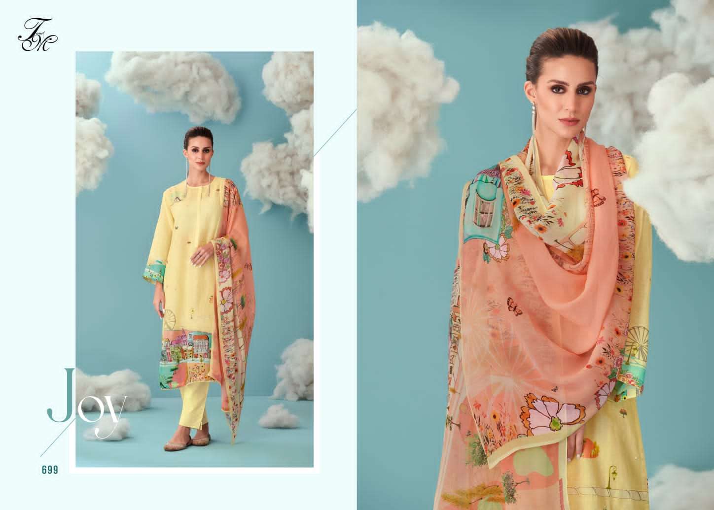 T & M SAHIBA BRAND PRESENTS JOY PURE LINEN PATTERN DIGITAL PRINT WITH HANDWORK SUIT 