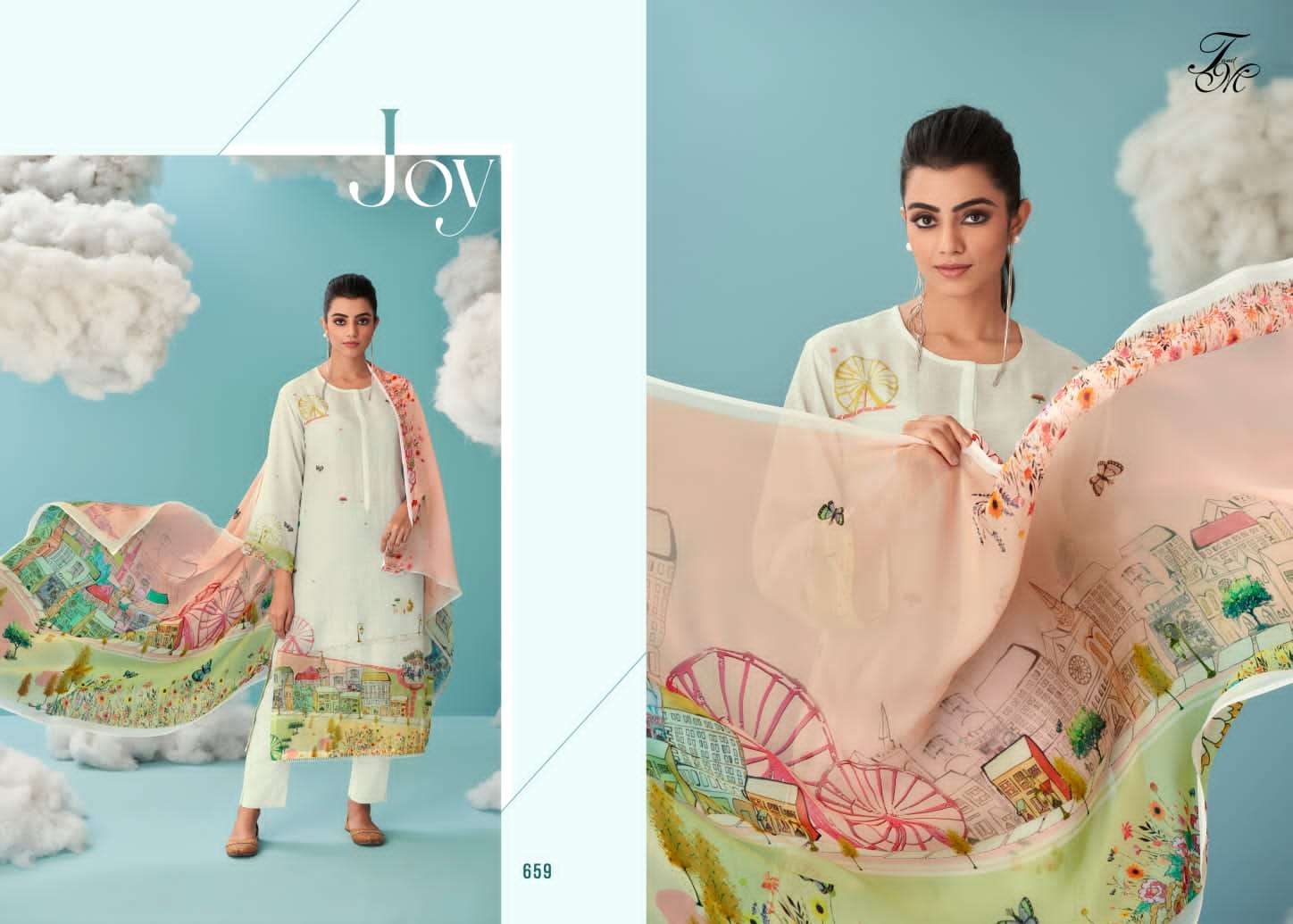 T & M SAHIBA BRAND PRESENTS JOY PURE LINEN PATTERN DIGITAL PRINT WITH HANDWORK SUIT 