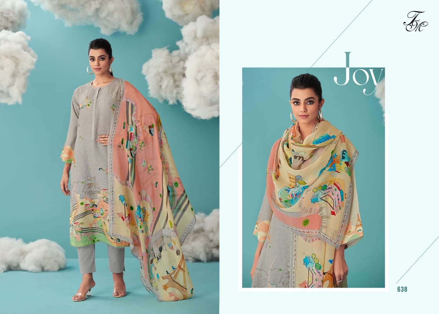T & M SAHIBA BRAND PRESENTS JOY PURE LINEN PATTERN DIGITAL PRINT WITH HANDWORK SUIT 