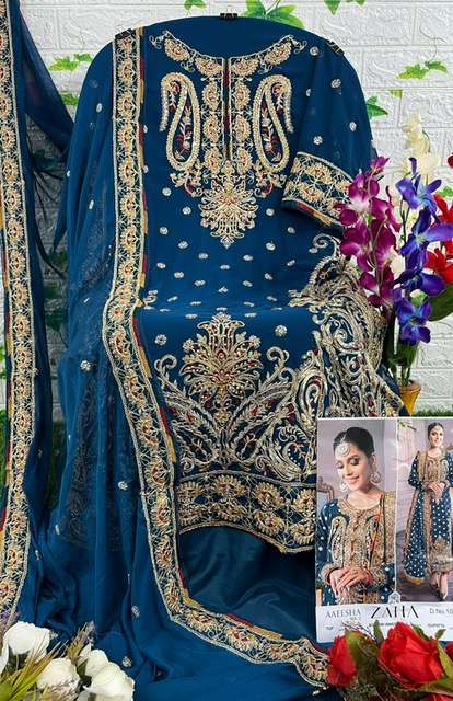 ZAHA AAEESHA VOL 1 GEORGETTE EMBROIDERY PAKISTANI SUIT CATALOGUE 2023