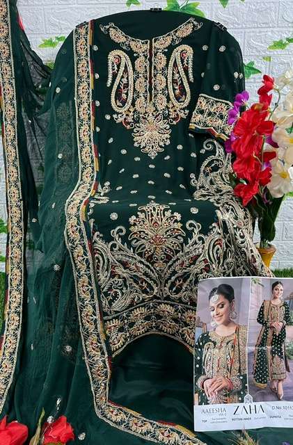 ZAHA AAEESHA VOL 1 GEORGETTE EMBROIDERY PAKISTANI SUIT CATALOGUE 2023