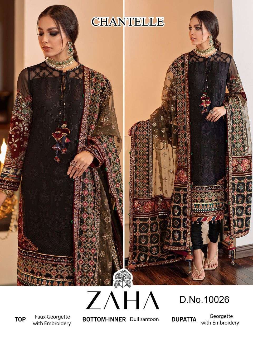 ZAHA CHANTERELLE VOL-1 GEORGETTE EMBROIDERY PAKISTANI SUIT CATALOGUE 2023