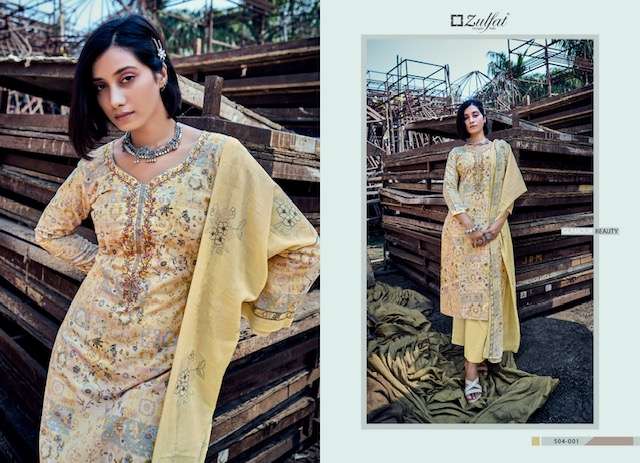 ZULFAT SUMMER CARNIVAL COTTON PRINT EMBROIDERY SUIT NEW CATALOGUE SUPPLIER 
