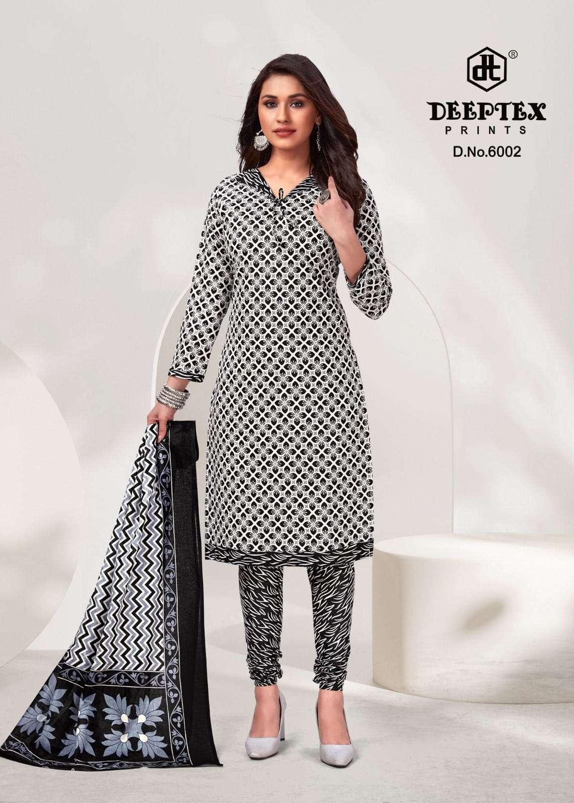 DEEPTEX AALIZA BALCK & WHITE COTTON SALWAR SUITS NEW CATALOGUE