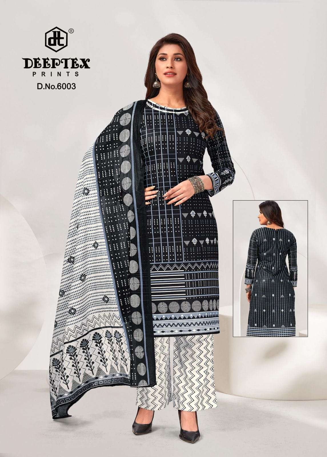 DEEPTEX AALIZA BALCK & WHITE COTTON SALWAR SUITS NEW CATALOGUE