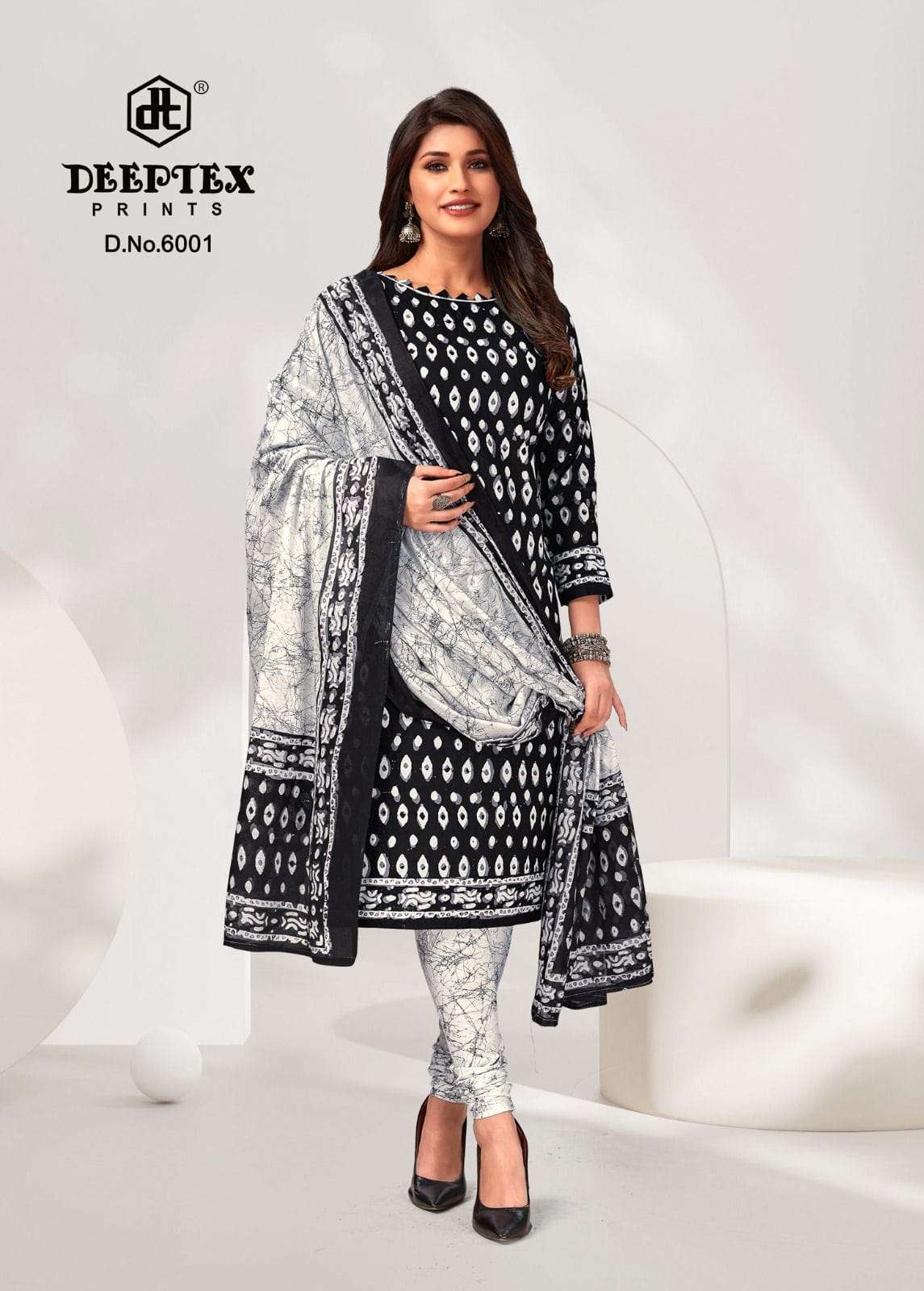 DEEPTEX AALIZA BALCK & WHITE COTTON SALWAR SUITS NEW CATALOGUE