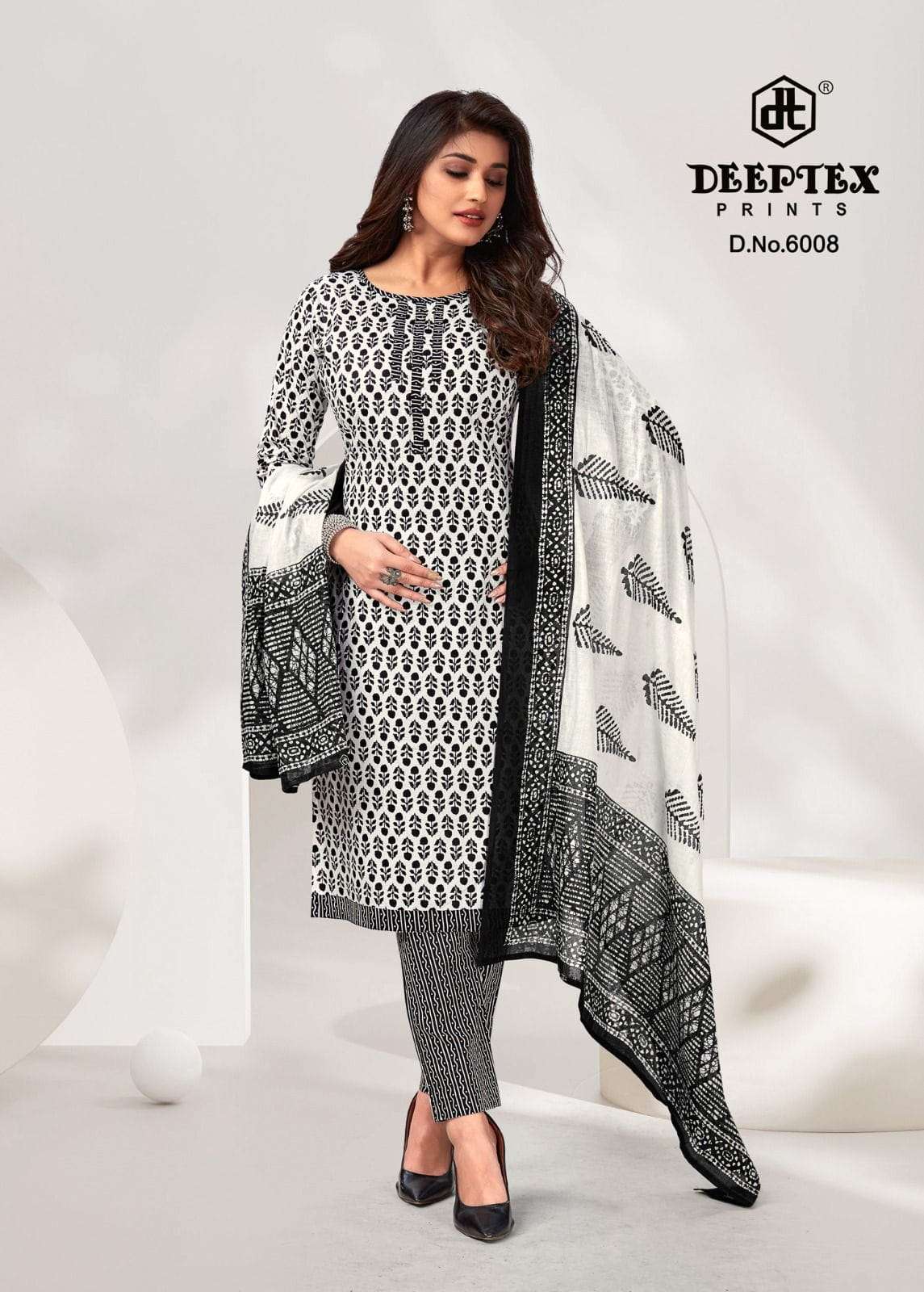 DEEPTEX AALIZA BALCK & WHITE COTTON SALWAR SUITS NEW CATALOGUE