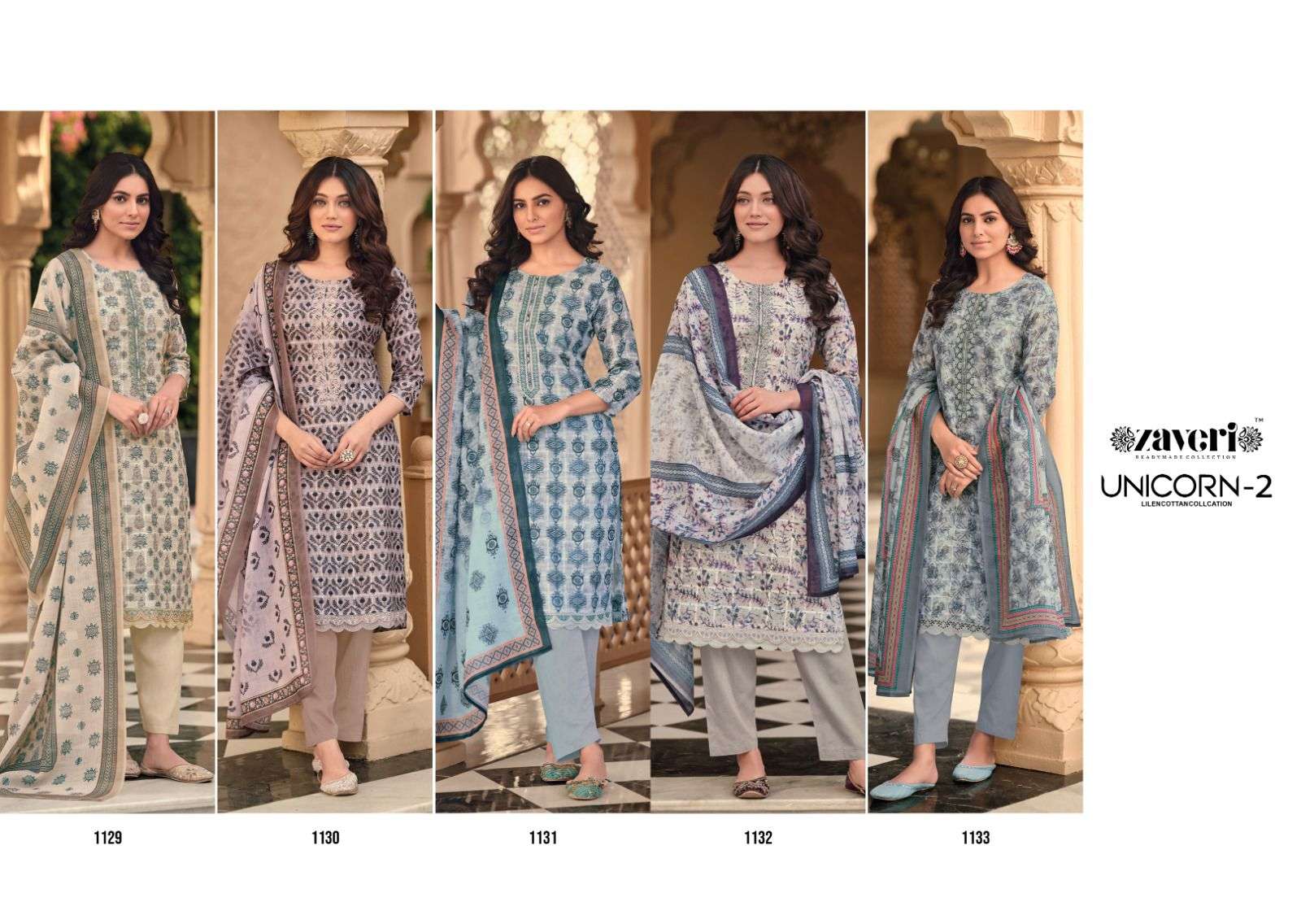 ZAVERI UNICORN VOL 2 LINEN EMBROIDER READYMADE SUITS 