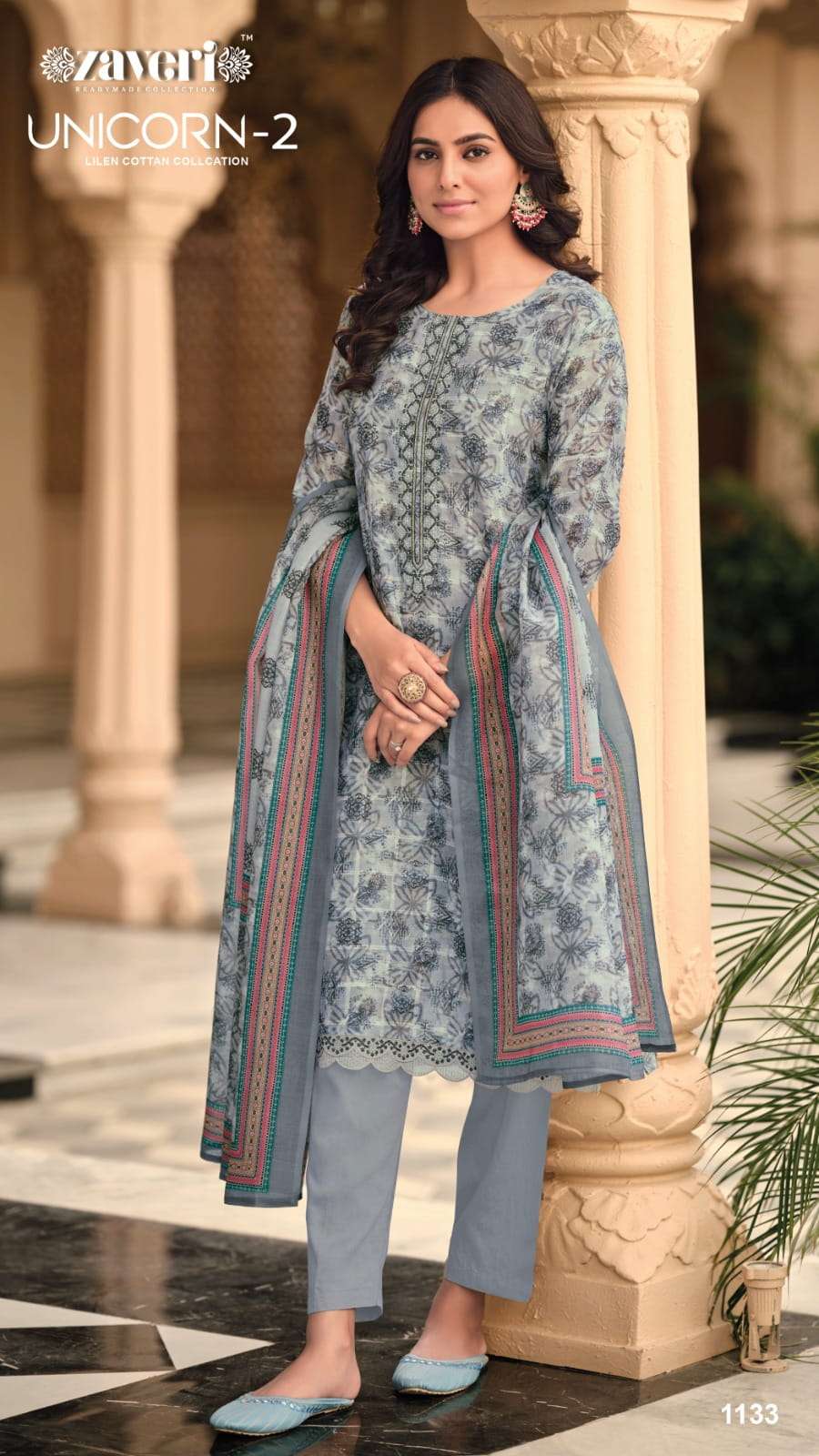 ZAVERI UNICORN VOL 2 LINEN EMBROIDER READYMADE SUITS 