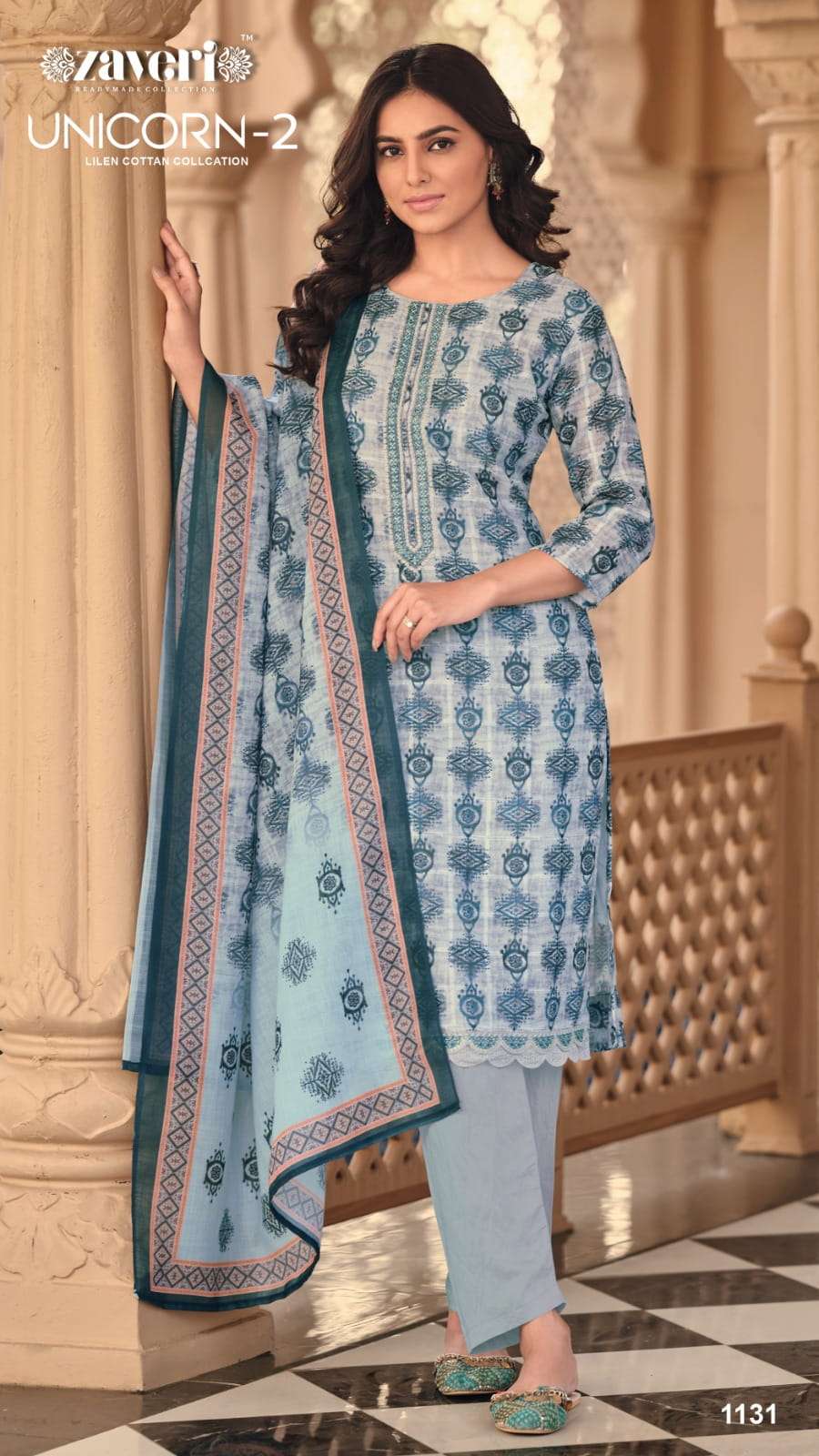 ZAVERI UNICORN VOL 2 LINEN EMBROIDER READYMADE SUITS 