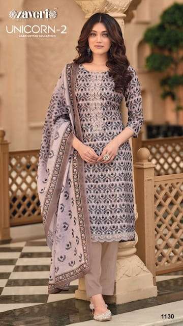 ZAVERI UNICORN VOL 2 LINEN EMBROIDER READYMADE SUITS 
