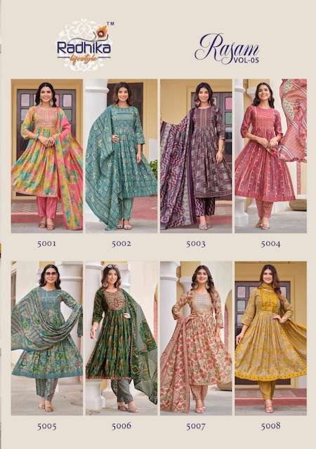 RADHIKA LIFESTYLE RASAM VOL 5 NYRA CUT GOWN PANT WITH DUPATTA NEW CATALOGUE 2023