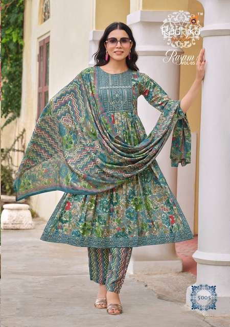 RADHIKA LIFESTYLE RASAM VOL 5 NYRA CUT GOWN PANT WITH DUPATTA NEW CATALOGUE 2023