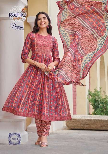 RADHIKA LIFESTYLE RASAM VOL 5 NYRA CUT GOWN PANT WITH DUPATTA NEW CATALOGUE 2023