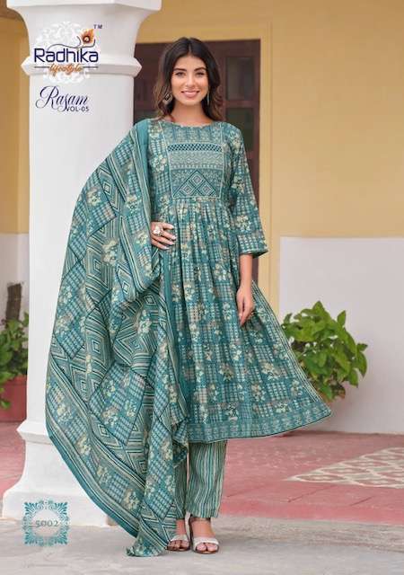 RADHIKA LIFESTYLE RASAM VOL 5 NYRA CUT GOWN PANT WITH DUPATTA NEW CATALOGUE 2023