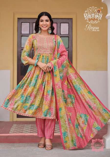 RADHIKA LIFESTYLE RASAM VOL 5 NYRA CUT GOWN PANT WITH DUPATTA NEW CATALOGUE 2023