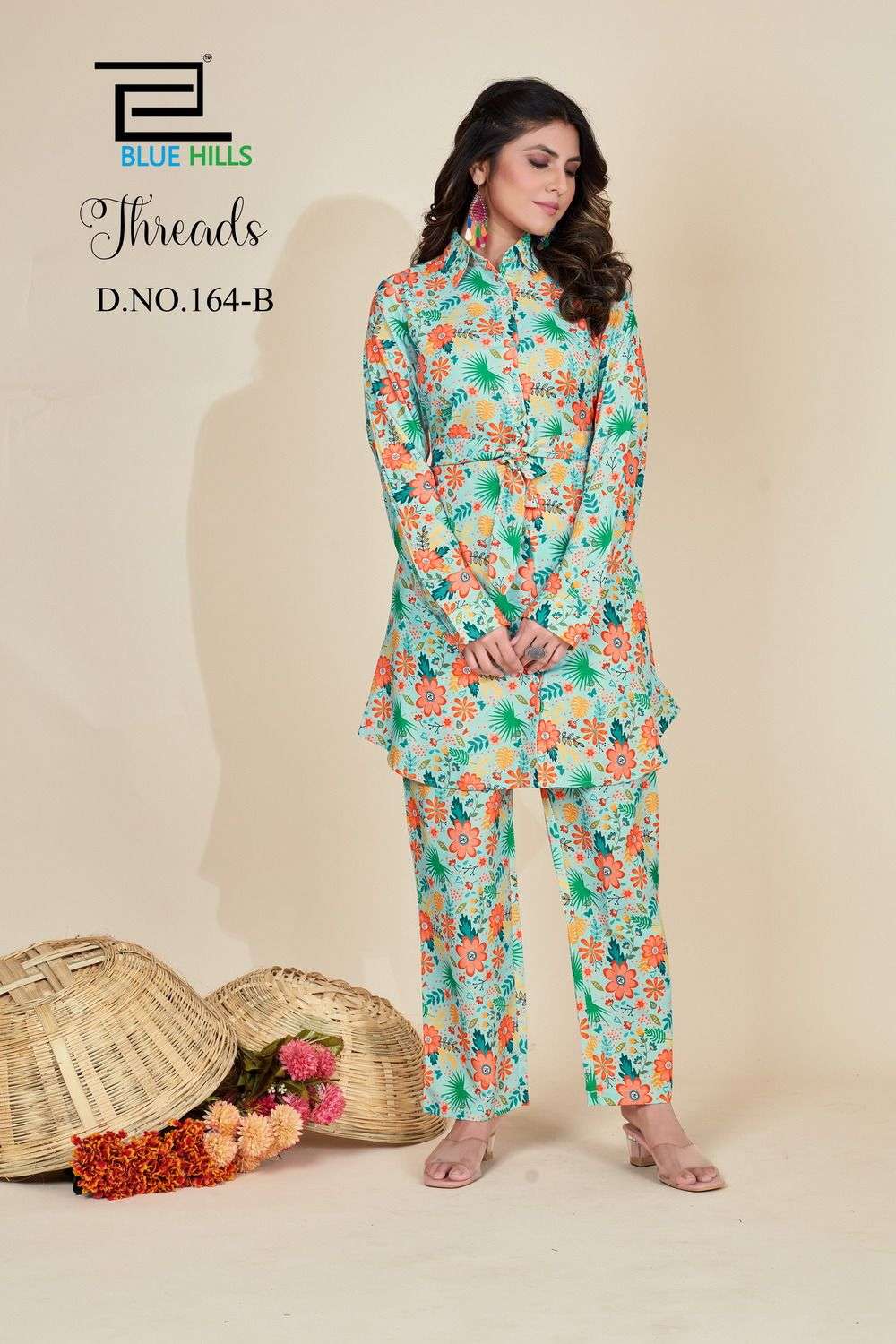 BLUE HILLS THREADS POLY RAYON PRINT CO-ORD SET NEW CATALOGUE 2023