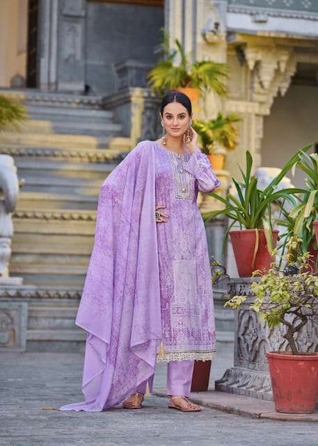 HERITAGE AZA VOL-3 JAM SATIN DIGITAL PRINT EMBROIDERY SUITS COLLECTION AT SURAT MAAJISA FASHION