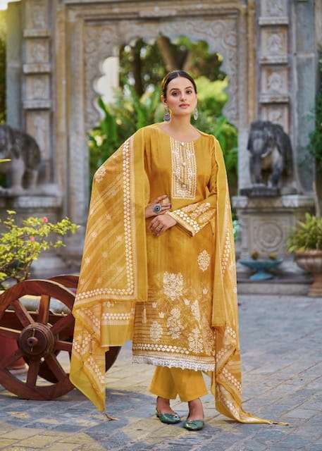 HERITAGE AZA VOL-3 JAM SATIN DIGITAL PRINT EMBROIDERY SUITS COLLECTION AT SURAT MAAJISA FASHION