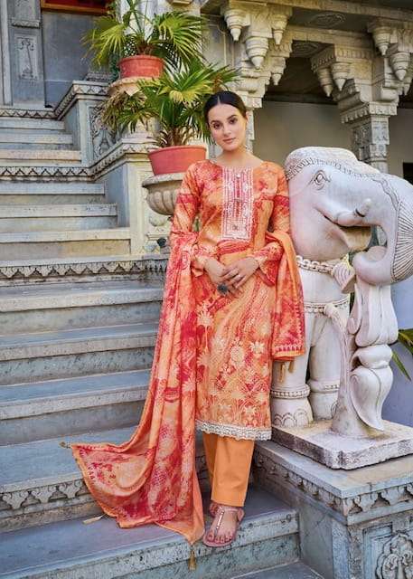 HERITAGE AZA VOL-3 JAM SATIN DIGITAL PRINT EMBROIDERY SUITS COLLECTION AT SURAT MAAJISA FASHION