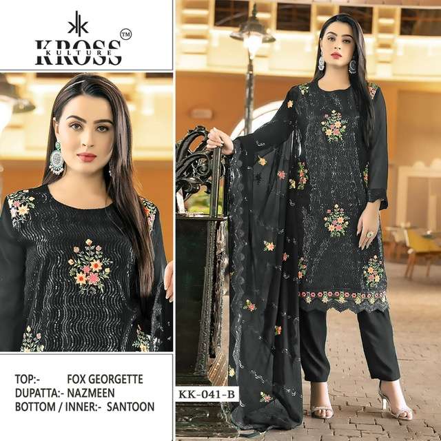 KROSS KULTURE KK 41 GEORGETTE EMBROIDERY PAKISTANI SUIT CATALOGUE 2023