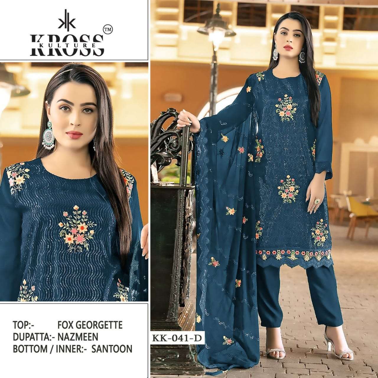 KROSS KULTURE KK 41 GEORGETTE EMBROIDERY PAKISTANI SUIT CATALOGUE 2023