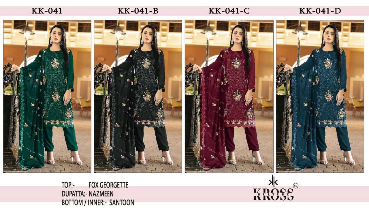 KROSS KULTURE KK 41 GEORGETTE EMBROIDERY PAKISTANI SUIT CATALOGUE 2023