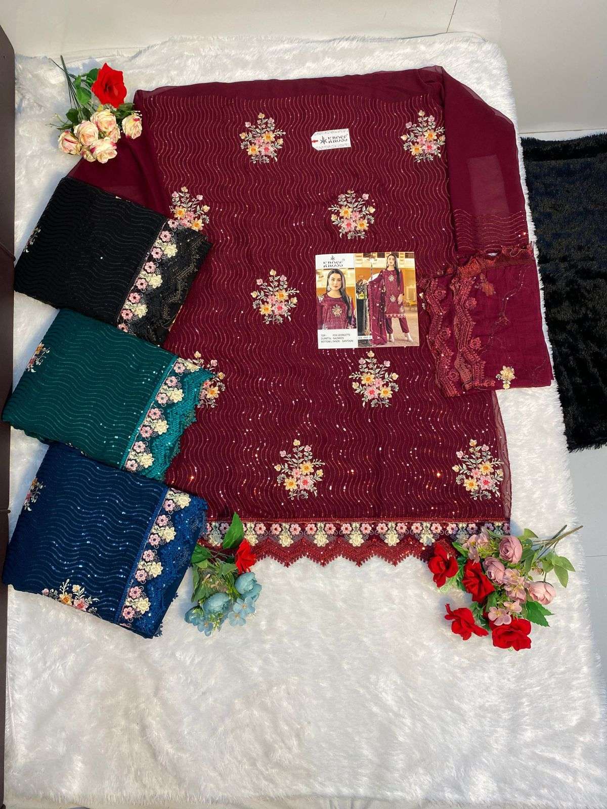 KROSS KULTURE KK 41 GEORGETTE EMBROIDERY PAKISTANI SUIT CATALOGUE 2023