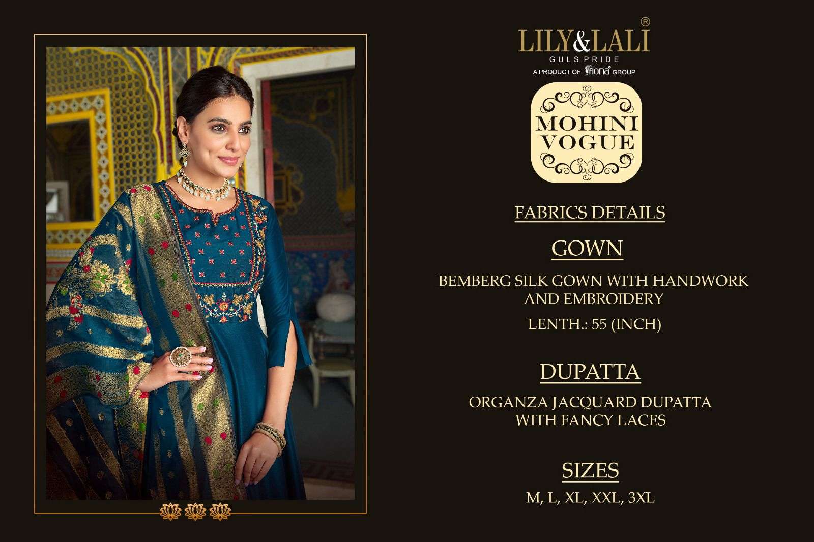 LILY & LALI MOHINI VOGUE BEMBER SILK GOWN WITH DUPATTA NEW CATALOGUE 2023
