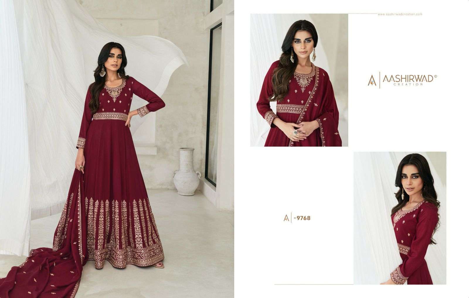 Aashirwad Creation Launched Jewel Real Georgette Long Gown Style Wedding  Wear Pakistani Suits Wholesale Dealer Surat