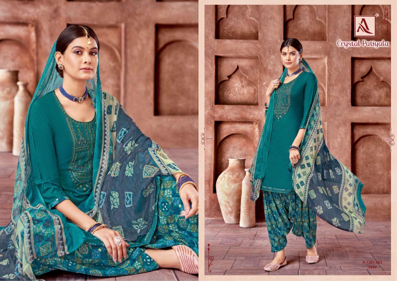 ALOK SUIT CRYSTAL PATIYALA VISCOSE RAYON SLUB PATIYALA SUIT ALOK CATALOGUE 