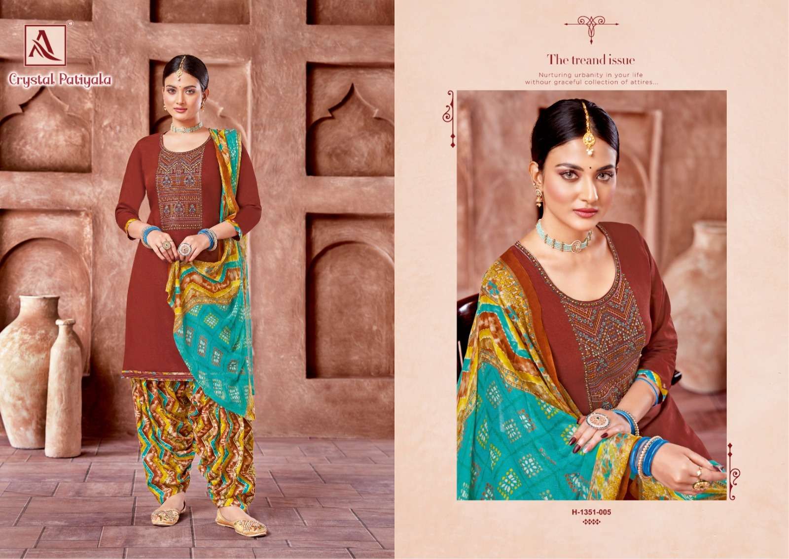 ALOK SUIT CRYSTAL PATIYALA VISCOSE RAYON SLUB PATIYALA SUIT ALOK CATALOGUE 