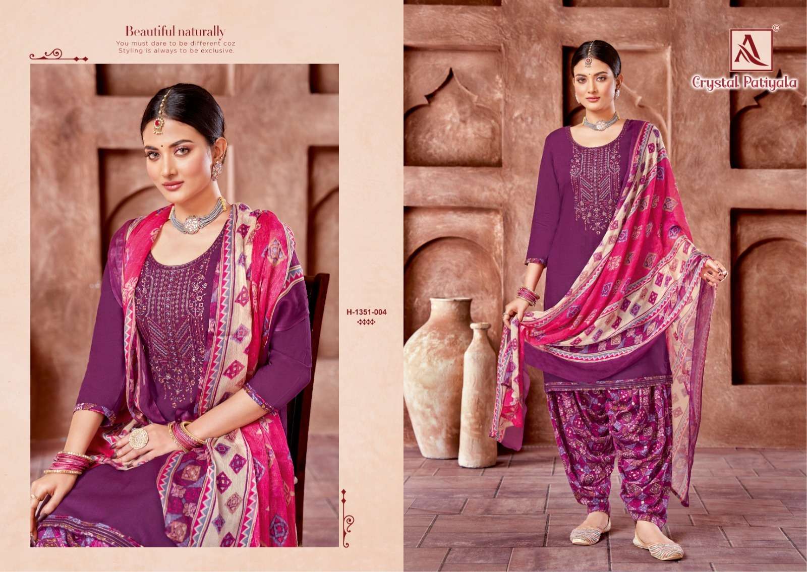 ALOK SUIT CRYSTAL PATIYALA VISCOSE RAYON SLUB PATIYALA SUIT ALOK CATALOGUE 