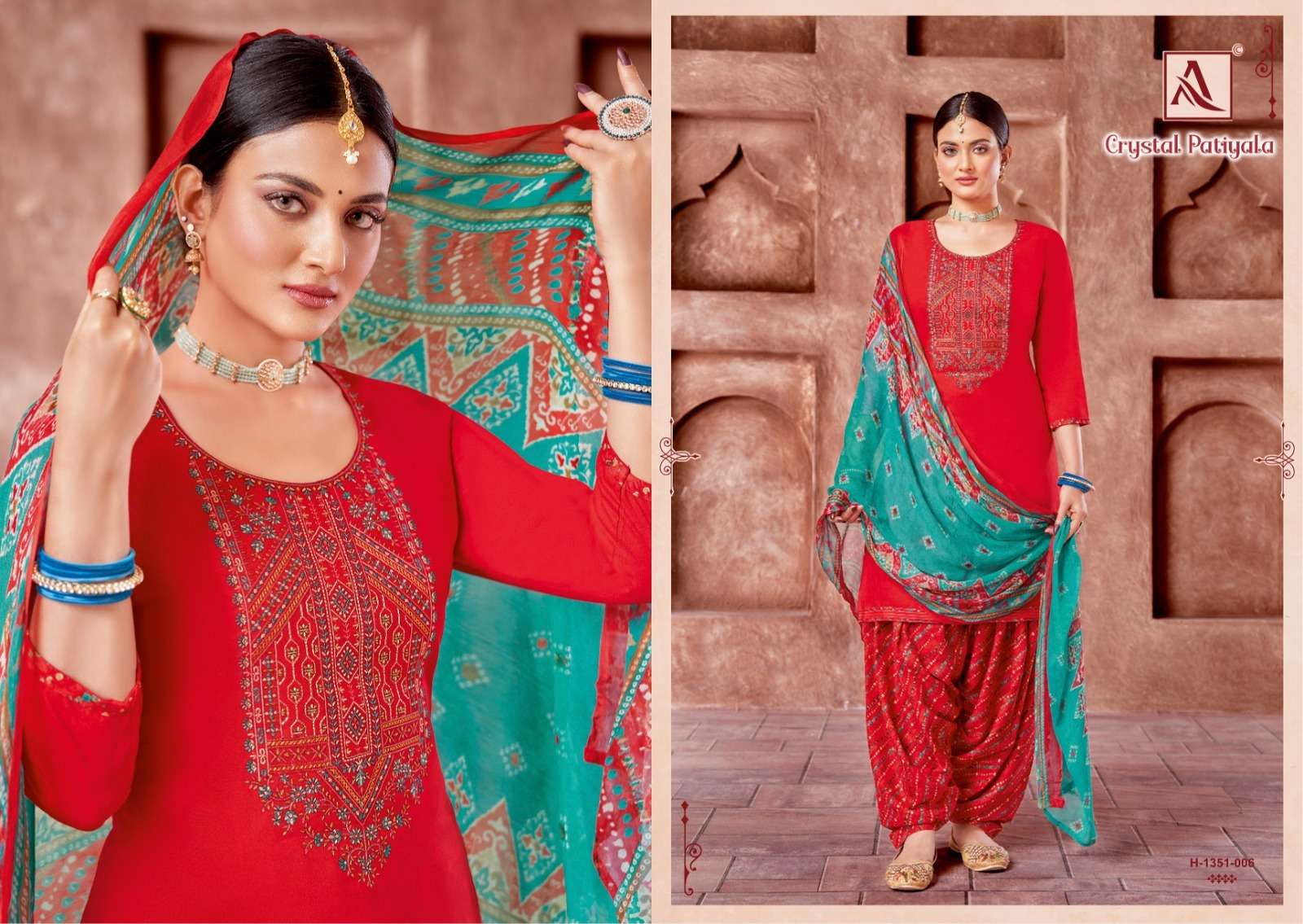 ALOK SUIT CRYSTAL PATIYALA VISCOSE RAYON SLUB PATIYALA SUIT ALOK CATALOGUE 