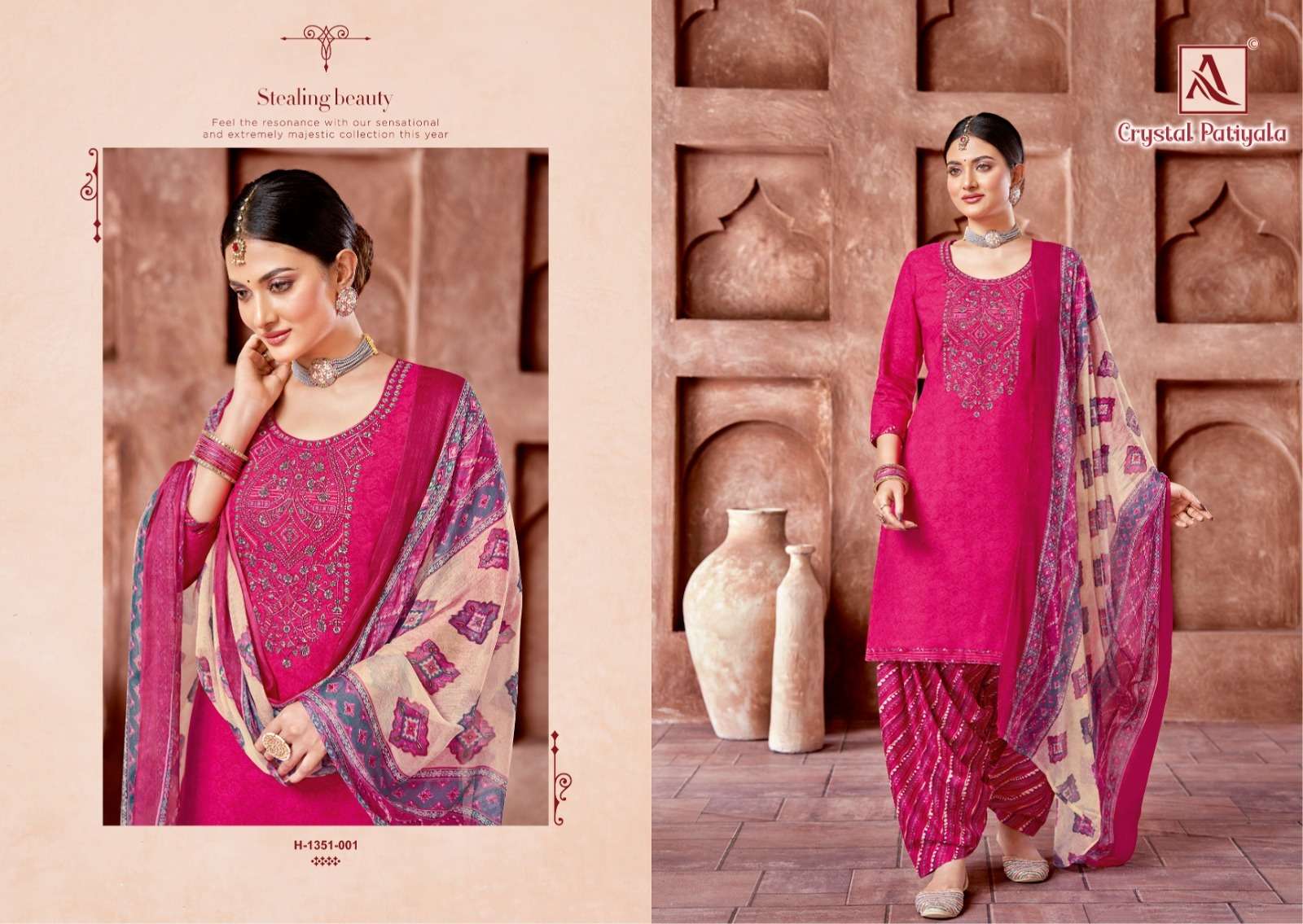 ALOK SUIT CRYSTAL PATIYALA VISCOSE RAYON SLUB PATIYALA SUIT ALOK CATALOGUE 
