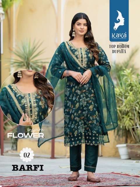 KAYA BARFI KURTI PANT WITH DUPATTA NEW CATALOGUE 