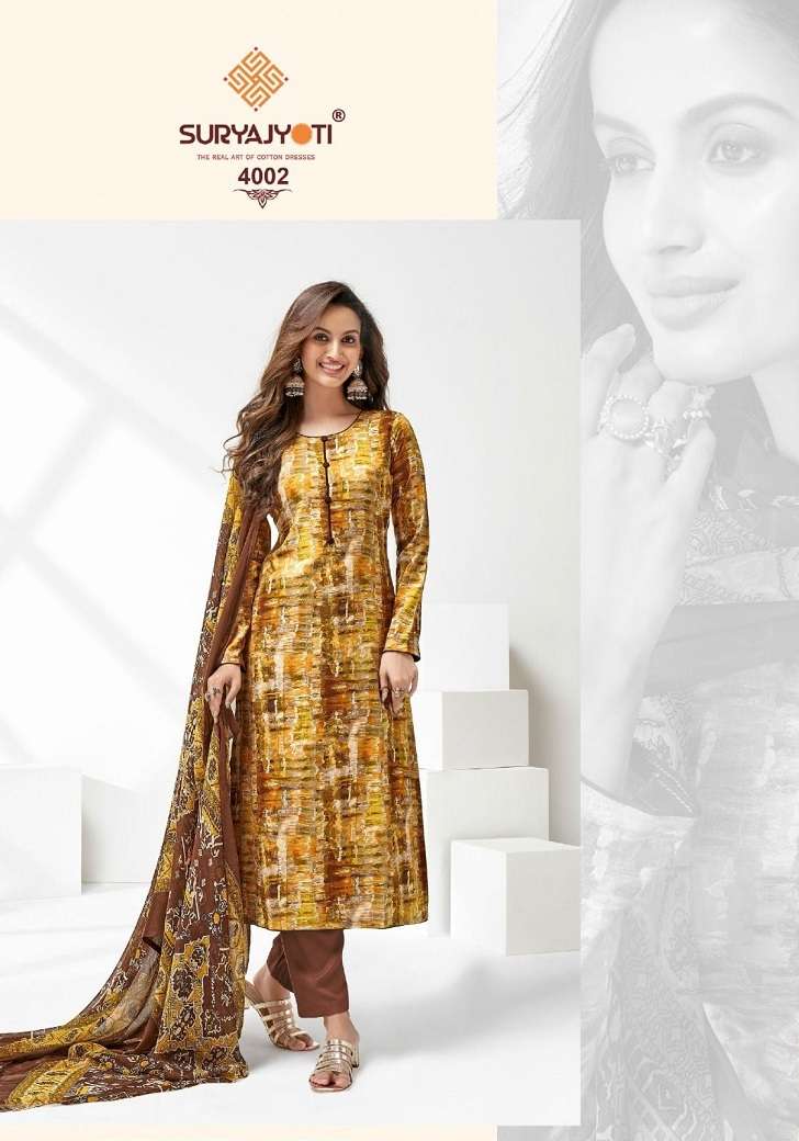 SURYAJYOTI PAROO VOL 4 RAYON PRINT TOP BOTTOM WITH DUPATTA LATEST CATALOGUE