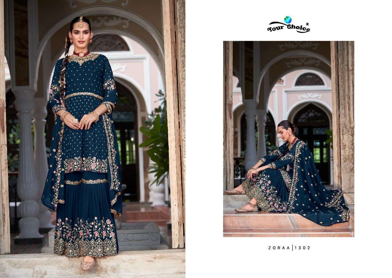 Zaraa Vol 5 Your Choice Blooming Georgette Heavy Work Sharara Suits  Collection Catalog