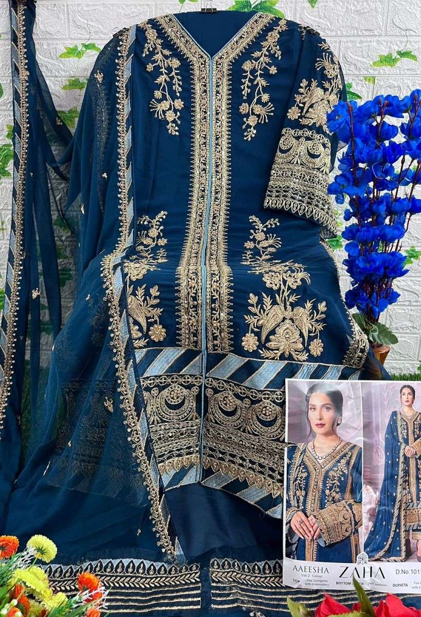 zaha aaeesha vol 2 10119 lmno georgette suit