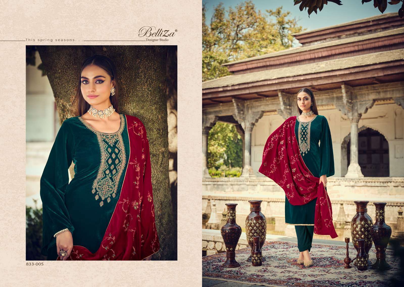 BELLIZA SHEHNAAZ VELVET LADIES SUIT CATALOG WHOLESALER IN SURAT