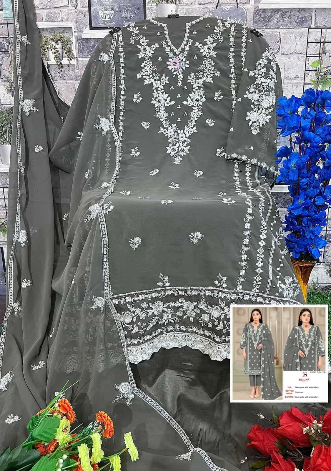 DEEPSY D 2012 COLORS PAKISTANI STYLE EMBROIDERED SUIT WHOLESALER