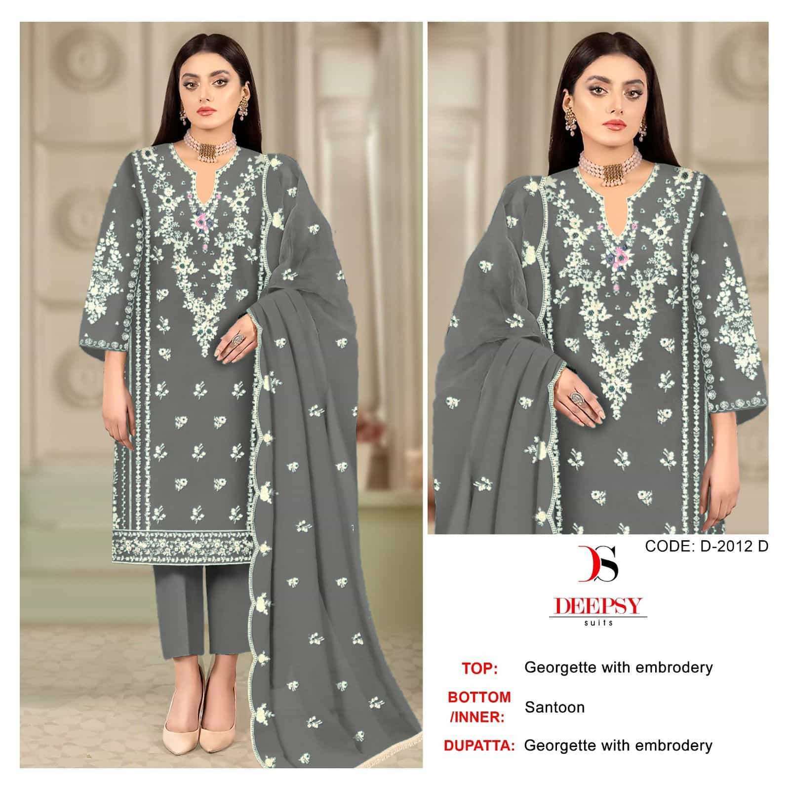 DEEPSY D 2012 COLORS PAKISTANI STYLE EMBROIDERED SUIT WHOLESALER