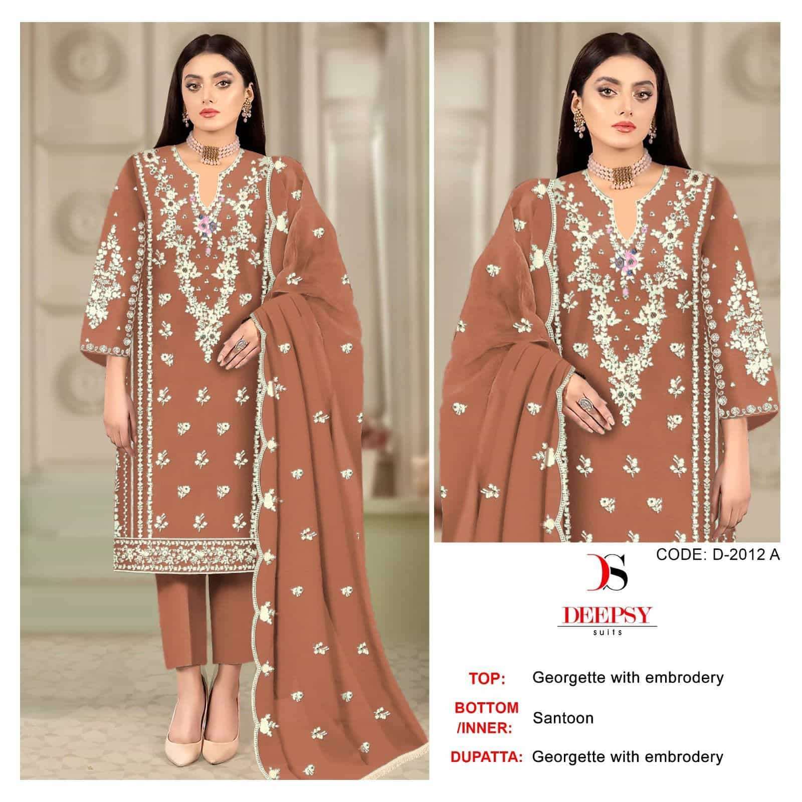 DEEPSY D 2012 COLORS PAKISTANI STYLE EMBROIDERED SUIT WHOLESALER