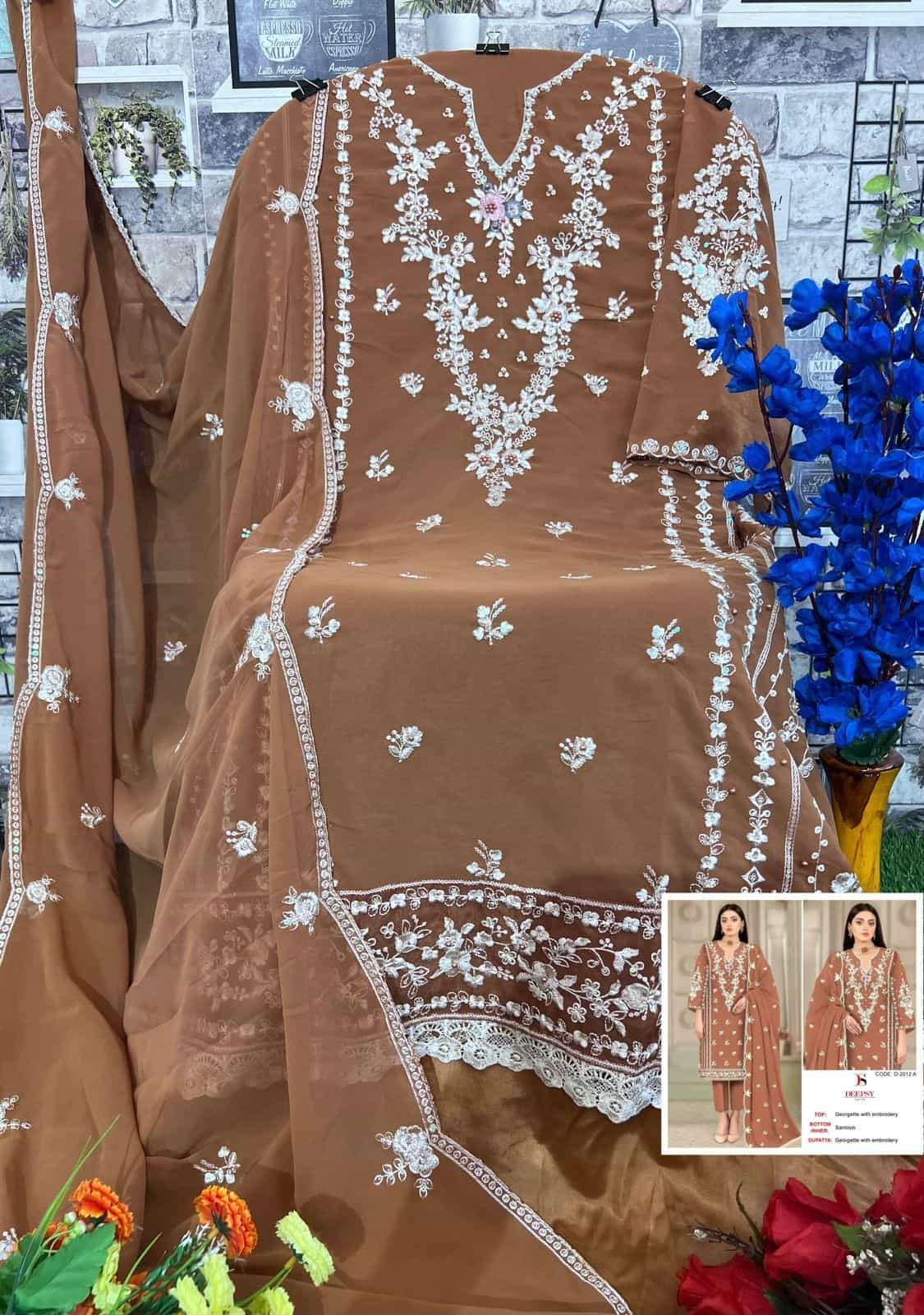 DEEPSY D 2012 COLORS PAKISTANI STYLE EMBROIDERED SUIT WHOLESALER