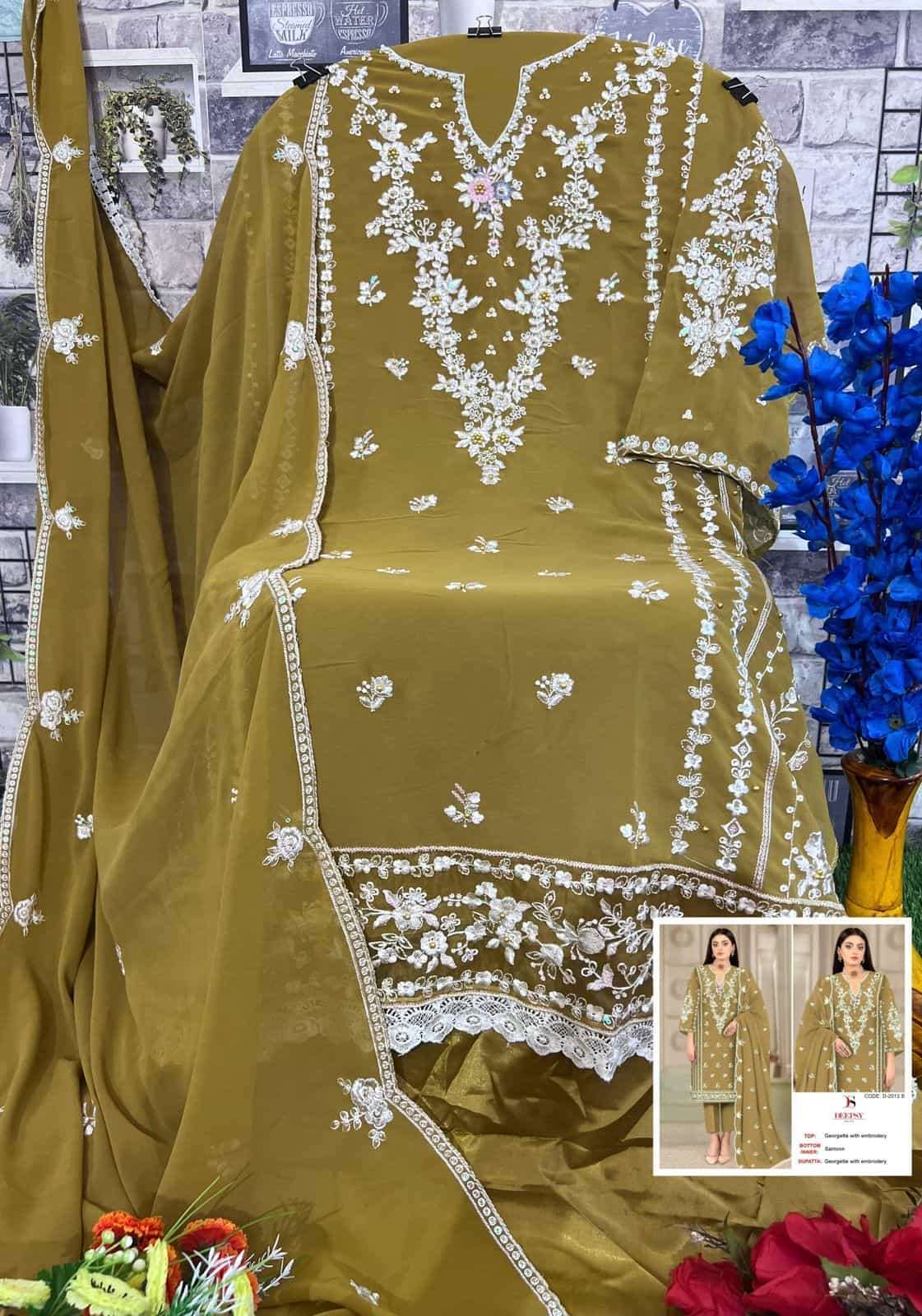 DEEPSY D 2012 COLORS PAKISTANI STYLE EMBROIDERED SUIT WHOLESALER