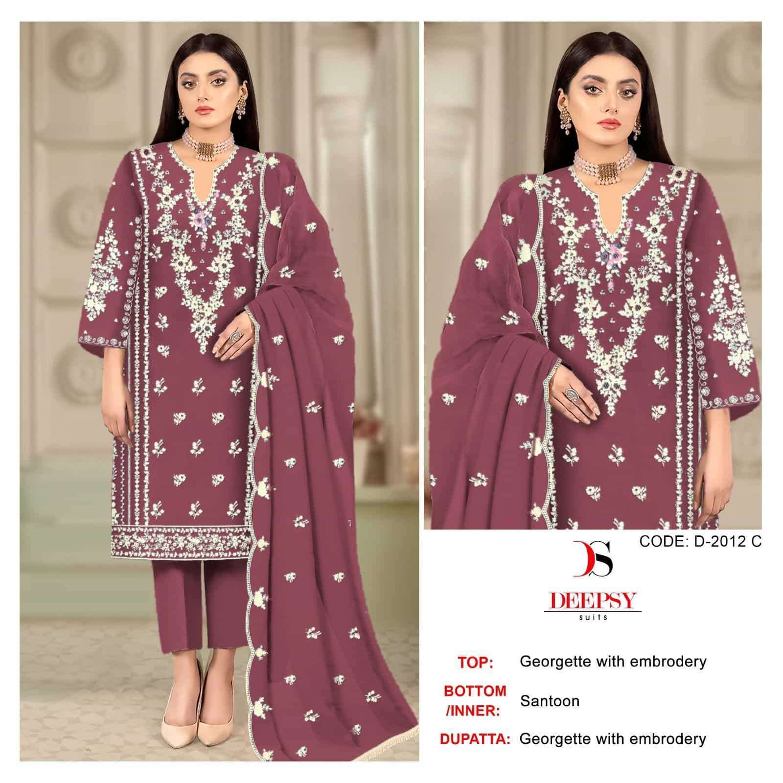 DEEPSY D 2012 COLORS PAKISTANI STYLE EMBROIDERED SUIT WHOLESALER