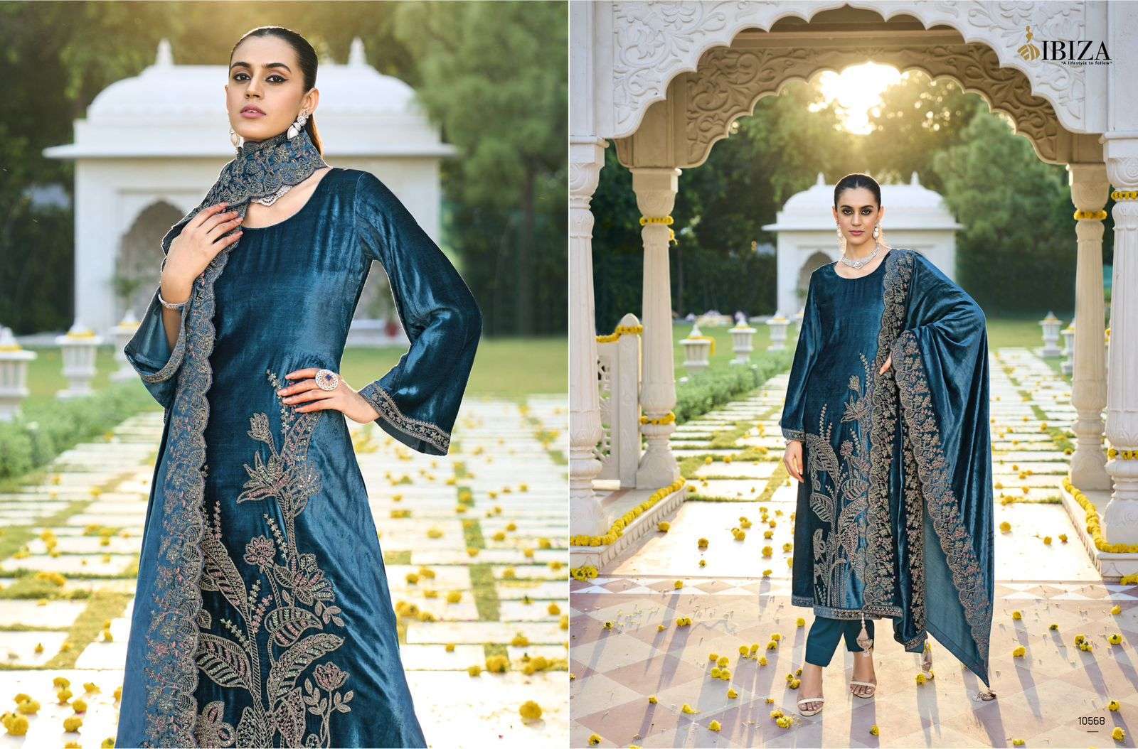 Beautiful Designer Velvet Gown And Dupatta with thread and Sequence wo –  Ville Fashions